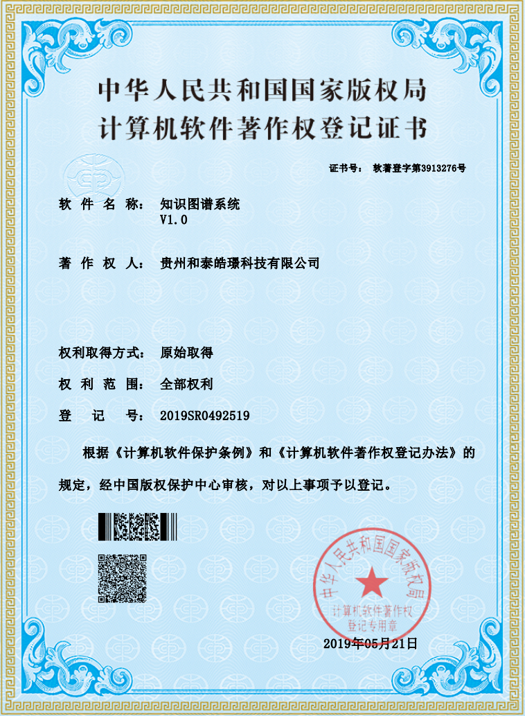 知识图谱系统软件著作权证书